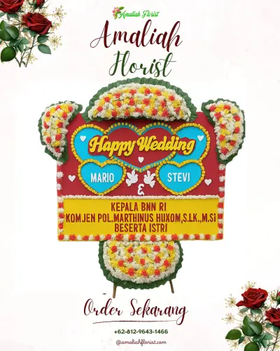 Karangan Papan Bunga Pernikahan di Bonjor